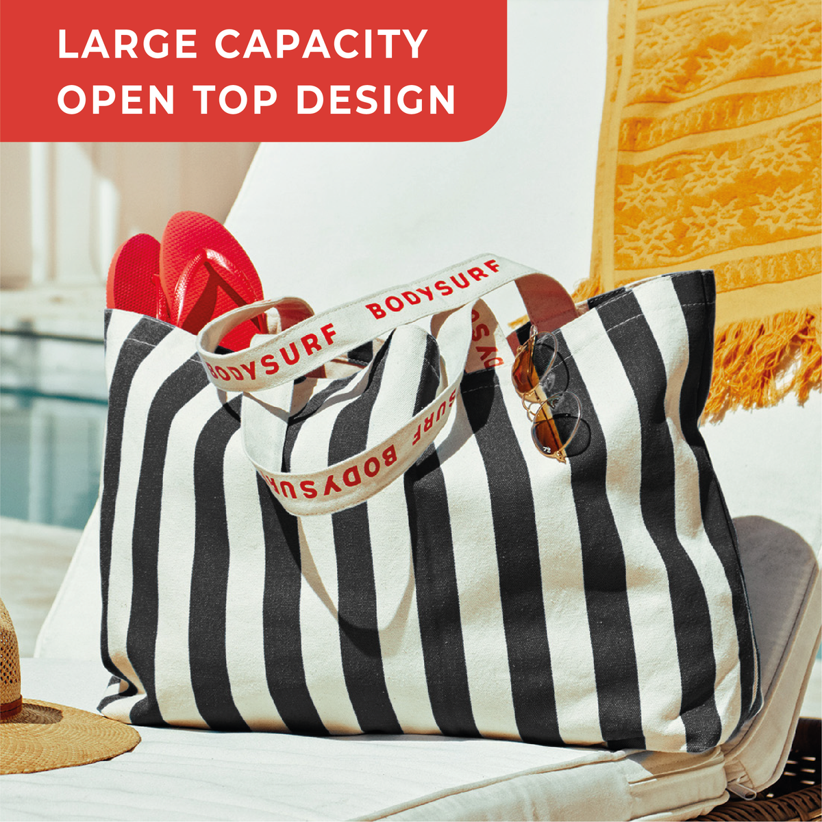 Organic Cotton Canvas Tote Bag with Aesthetic Striped Design