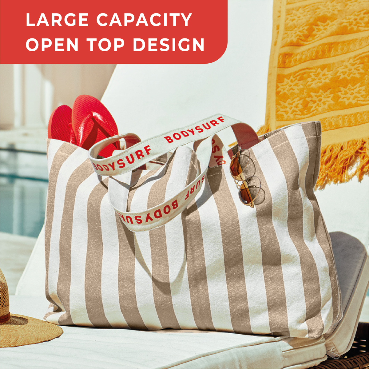 Organic Cotton Canvas Tote Bag with Aesthetic Striped Design