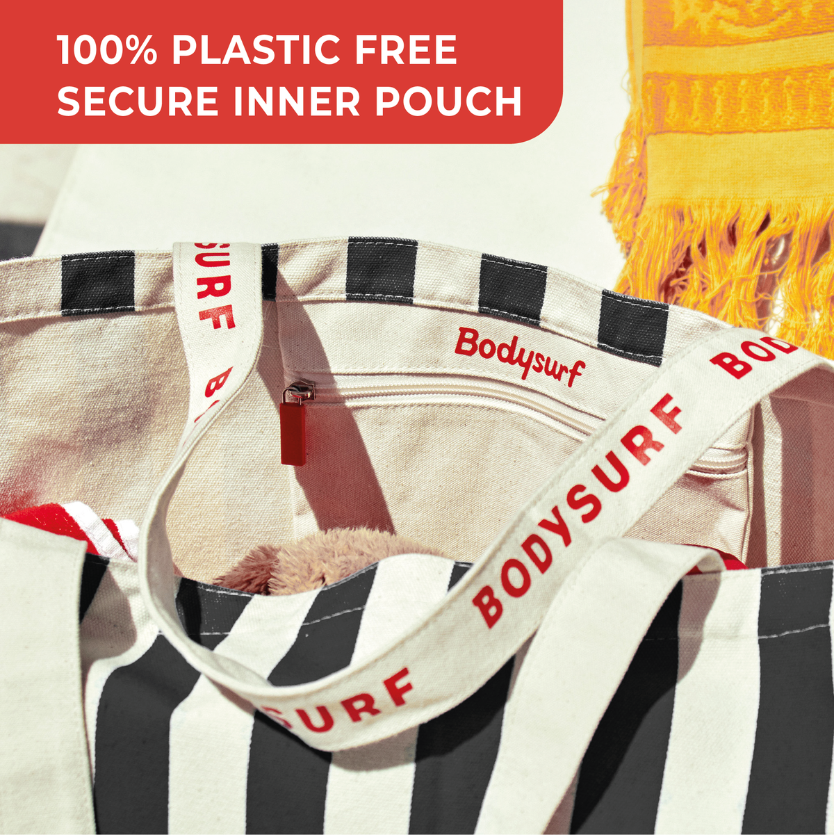 Organic Cotton Canvas Tote Bag with Aesthetic Striped Design