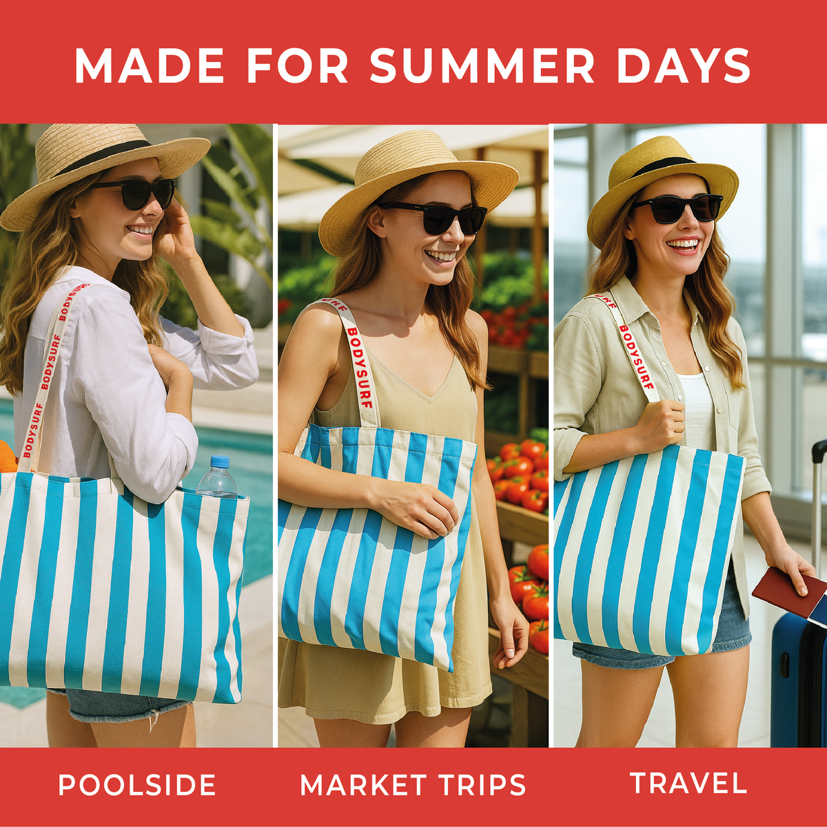 Organic Cotton Canvas Tote Bag with Aesthetic Striped Design