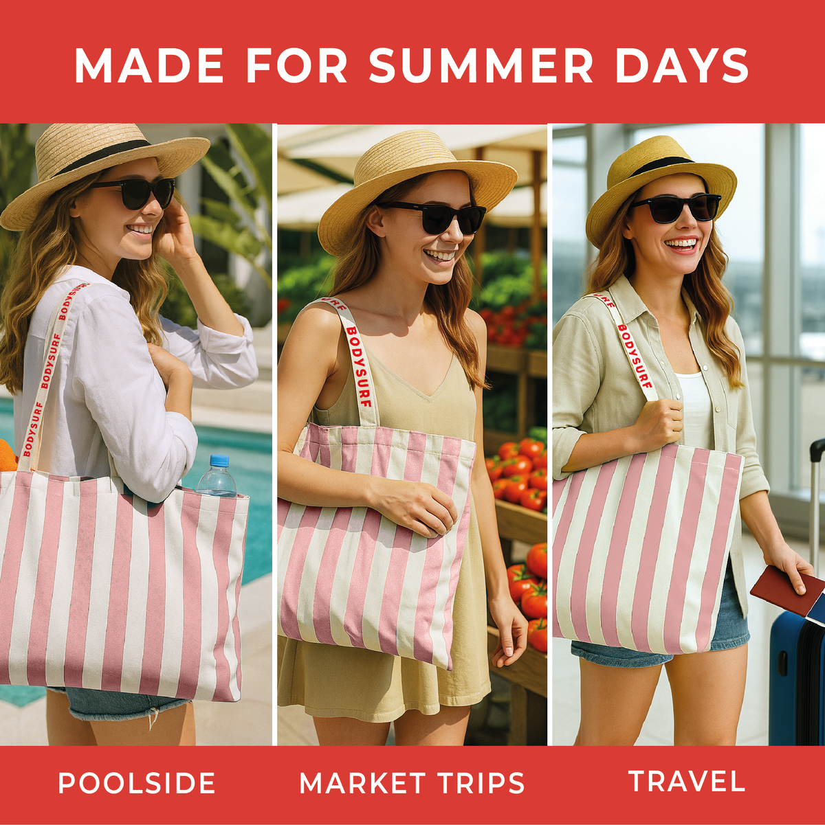 Organic Cotton Canvas Tote Bag with Aesthetic Striped Design
