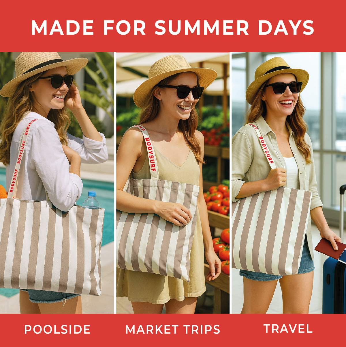 Organic Cotton Canvas Tote Bag with Aesthetic Striped Design