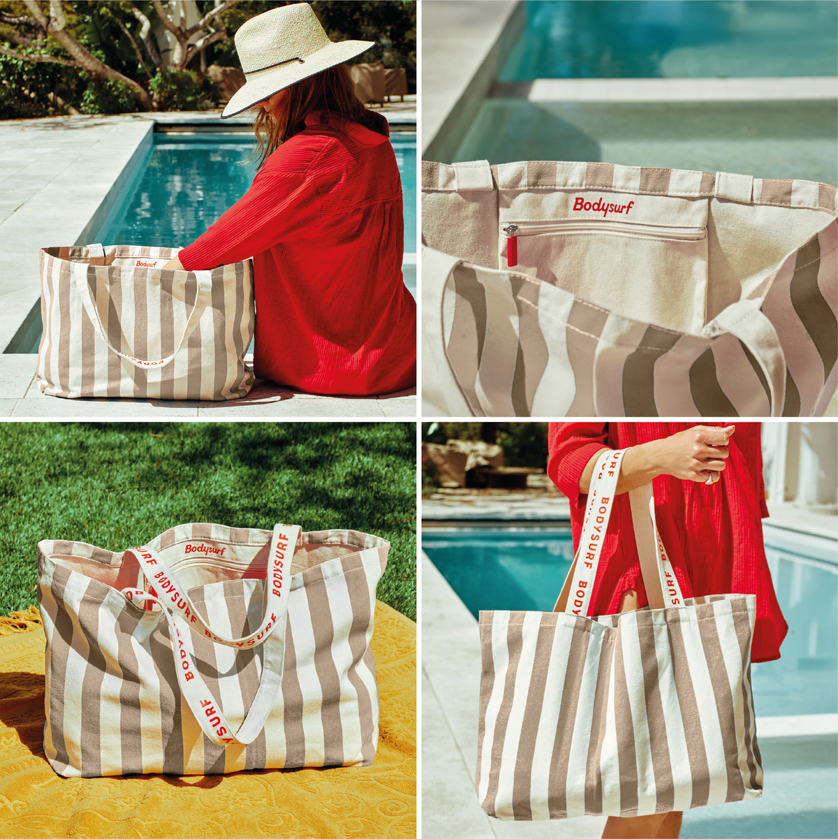 Organic Cotton Canvas Tote Bag with Aesthetic Striped Design