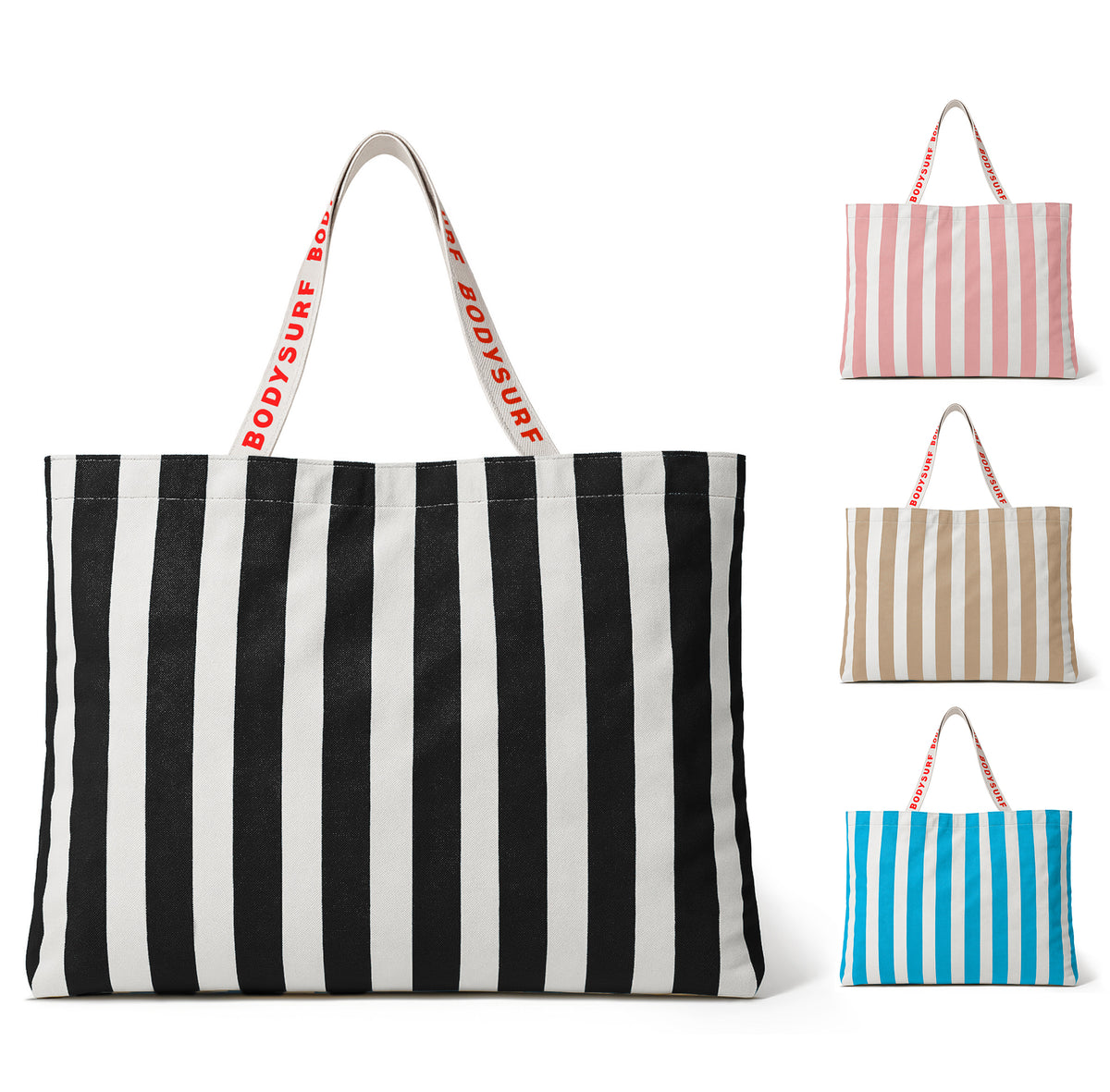 Organic Cotton Canvas Tote Bag with Aesthetic Striped Design