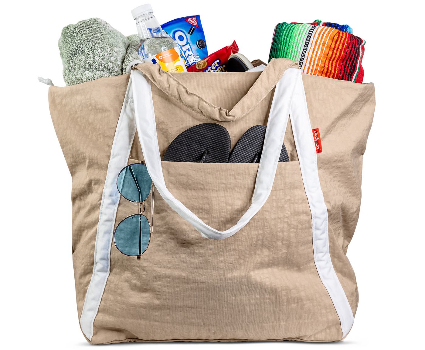 Waterproof beach bag for top valuables